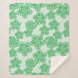Green Patterned Sherpa Blanket Sherpa Deken