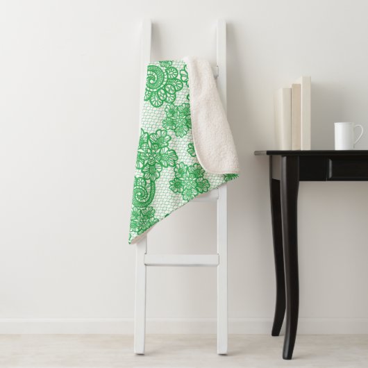 Green Patterned Sherpa Blanket Sherpa Deken (In situ)