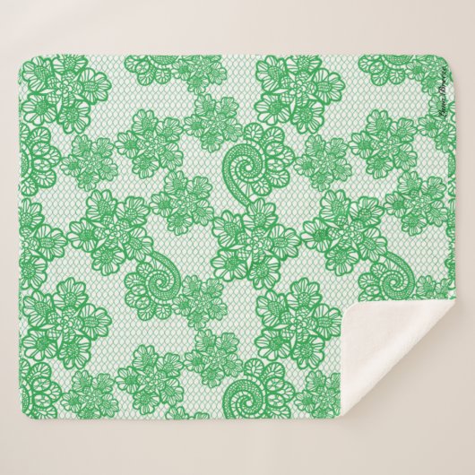 Green Patterned Sherpa Blanket Sherpa Deken (Voorkant (horizontaal))