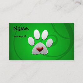 Green Paw Heart Pet Visitekaartjes