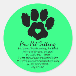 Green Paw Pet Dog Heart Ronde Sticker