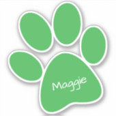 Green Paw Print Custom-Cut Vinyl Sticker (Voorkant)