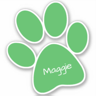 Green Paw Print Custom-Cut Vinyl Sticker
