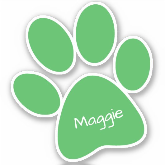 Green Paw Print Custom-Cut Vinyl Sticker (Voorkant)
