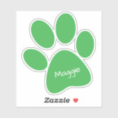 Green Paw Print Custom-Cut Vinyl Sticker (Vel)