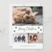 Green Paw Print Foto Collage Meowy Kerstmis Feestdagenkaart (Voorkant)