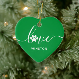 Green Paw Print Pet Memorial Keramisch Ornament