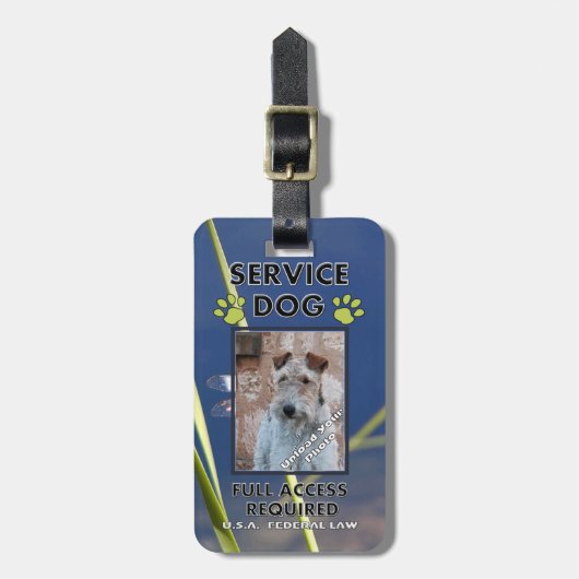 Green Paws Service Dog Photo-id Bagagelabel (Voorkant verticaal)