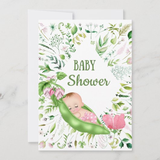 Green Pea Baby shower Invitation Kaart (Voorkant)