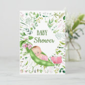 Green Pea Baby shower Invitation Kaart (Staand voorkant)