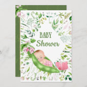 Green Pea Baby shower Invitation Kaart (Voorkant / Achterkant)