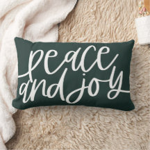 Green Peace and Joy Holiday Lumbar Pillow