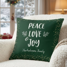 Green Peace Love Joy Citaat Moderne Typografie Naa Kussen