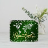 Green Peace op Aarde Smaragd en Diamanten Folie Feestdagen Briefkaart (Staand Voorkant)