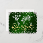 Green Peace op Aarde Smaragd en Diamanten Folie Feestdagen Briefkaart (Voorkant / Achterkant)