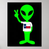 Green Peace Sign Alien Texas Fan Poster (Voorkant)