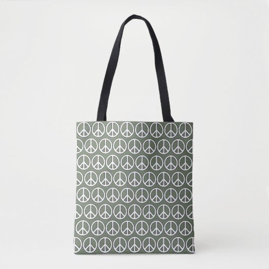 Green Peace Signs Allover Tote Bag (Voorkant)