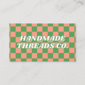 Green Peach Checkerboard Moderne Retro Professiona Visitekaartje (Voorkant)