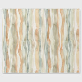 Green Peach Cream Stripes Birthday Cadeaupapier (Vlak)