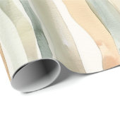 Green Peach Cream Stripes Birthday Cadeaupapier (Rol Hoek)