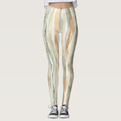Green Peach Cream Stripes Leggings (Voorkant)