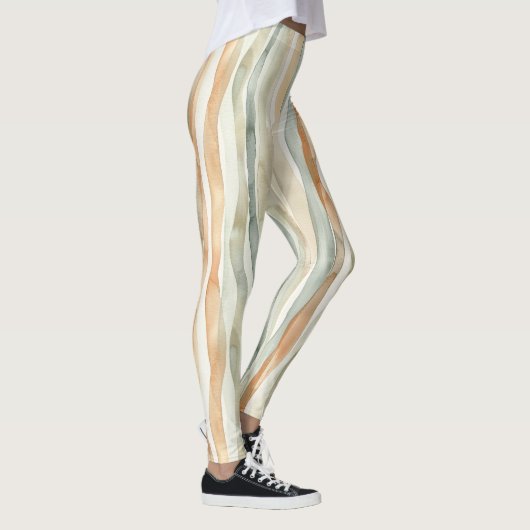 Green Peach Cream Stripes Leggings (Rechts)