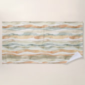 Green Peach Cream Stripes   Strandlaken (Voorkant)