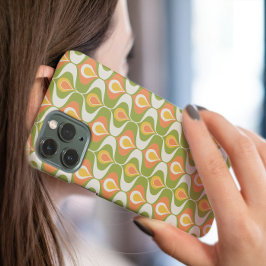 Green Peach Wavy Ornamenten Ogee Mid Century Moder iPhone 16 Hoesje