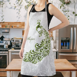 Green Peacock - Aangepast All-Over Print Apron Schort