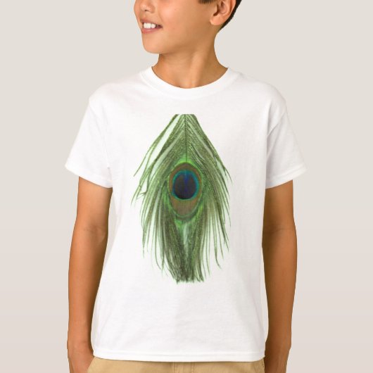 Green Peacock Feather D T-shirt (Voorkant)