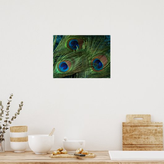 Green Peacock Feather Poster (Keuken)