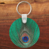 Green Peacock Feather Sleutelhanger (Voorkant)