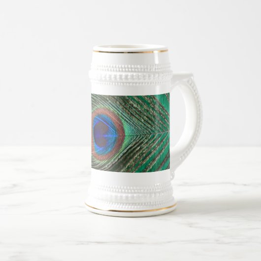 Green Peacock Feather Stein Bierpul (Voorkant rechts)