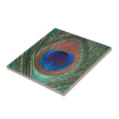Green Peacock Feather Tile Tegeltje (Zijkant)