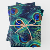 Green Peacock Feathers Collectie Inpakpapier Vel (In situ)