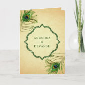 Green Peacock Feathers QR Code Indian Wedding (Voorkant)