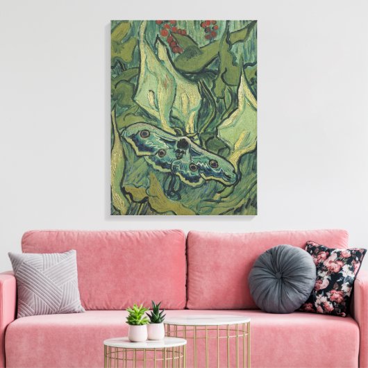 Green Peacock (keizer) Moth door Vincent van Gogh Canvas Afdruk (Insitu (Woonkamer))