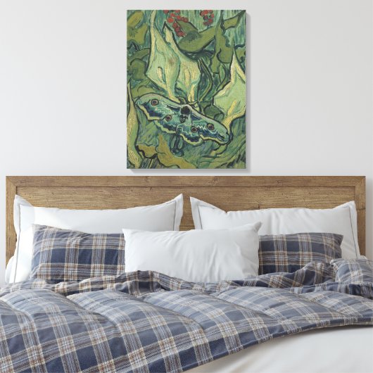 Green Peacock (keizer) Moth door Vincent van Gogh Canvas Afdruk (Insitu (Slaapkamer))