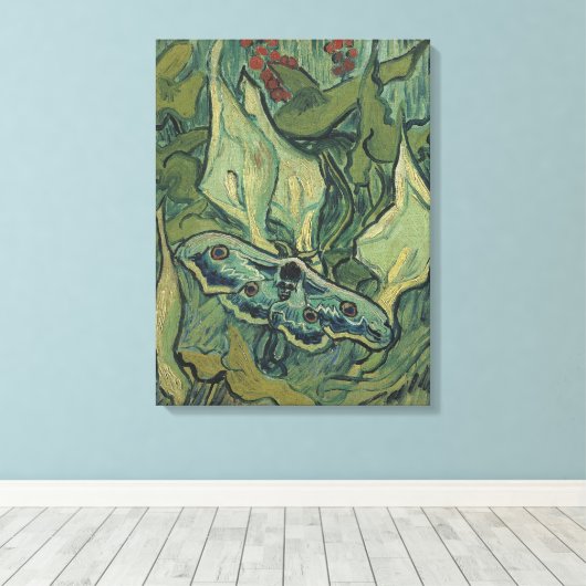 Green Peacock (keizer) Moth door Vincent van Gogh Canvas Afdruk (Insitu (Houten vloer))