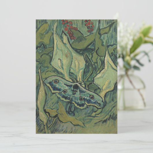 Green Peacock (keizer) Moth door Vincent van Gogh Kaart (Staand voorkant)