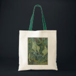 Green Peacock (keizer) Moth door Vincent van Gogh Tote Bag<br><div class="desc">Nu beschikbaar! Dubbelzijdige gedrukte stropdassen! Twee keer zo mooi! Great Peacock Moth of Emperor Moth door Vincent van Gogh is een kunstschilderij van de impressionistische natuur. Een gigantische keizer Moth vliegt onder de bloemen en planten in een tuin. Van Gogh gebruikte vlinders in zijn werk als symbool van hoop. De...</div>