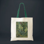 Green Peacock (keizer) Moth door Vincent van Gogh Tote Bag<br><div class="desc">Nu beschikbaar! Dubbelzijdige gedrukte stropdassen! Twee keer zo mooi! Great Peacock Moth of Emperor Moth door Vincent van Gogh is een kunstschilderij van de impressionistische natuur. Een gigantische keizer Moth vliegt onder de bloemen en planten in een tuin. Van Gogh gebruikte vlinders in zijn werk als symbool van hoop. De...</div>