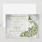 Green Peacock Leaf Vine Rehearsal Dinner Invite Kaart (Voorkant / Achterkant)