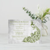 Green Peacock Leaf Vine Rehearsal Dinner Invite Kaart (Staand voorkant)