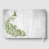 Green Peacock Leaf Vine Wedding Guestbook Gastenboek (Achterkant)