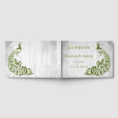Green Peacock Leaf Vine Wedding Guestbook Gastenboek (Volledig)