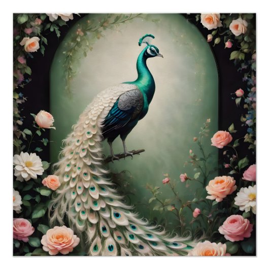 Green Peacock no 1 Glanzend Poster (Voorkant)