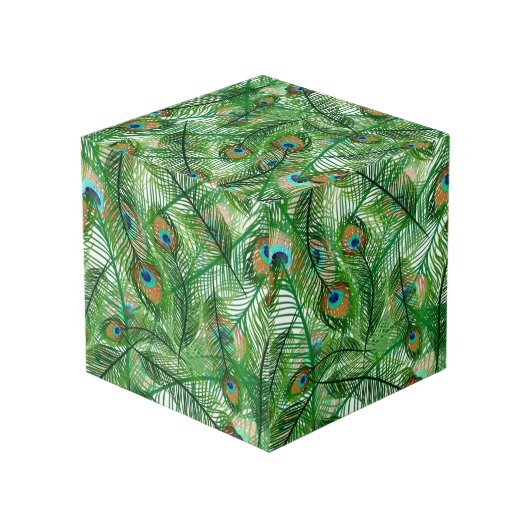 Green Peacock Pattern Kubus (Achter hoekig)