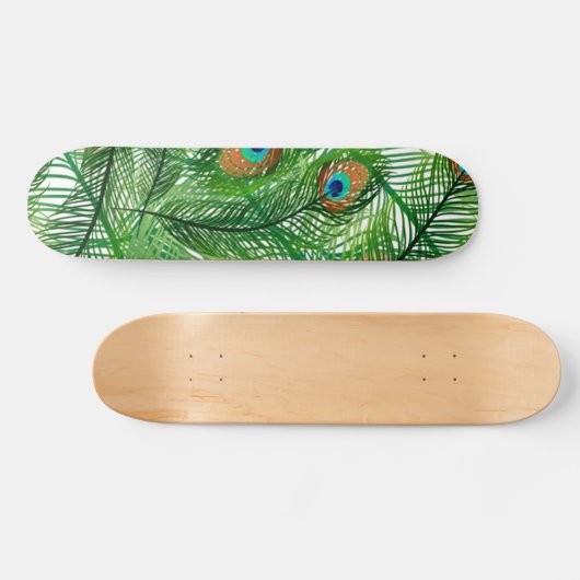 Green Peacock Pattern Persoonlijk Skateboard (Horizontaal)