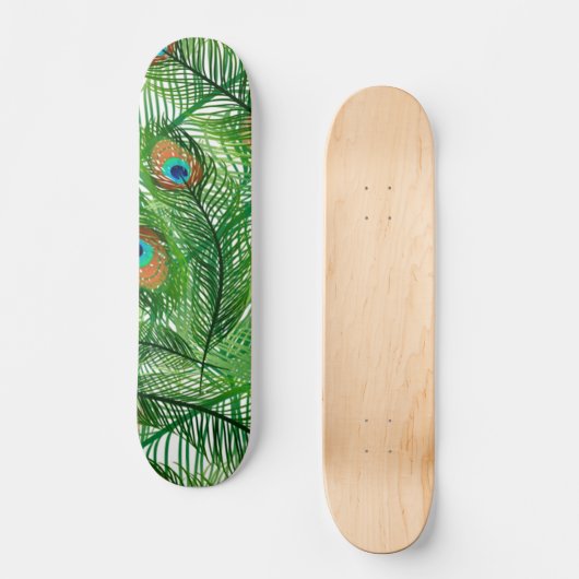 Green Peacock Pattern Persoonlijk Skateboard (Voorkant)